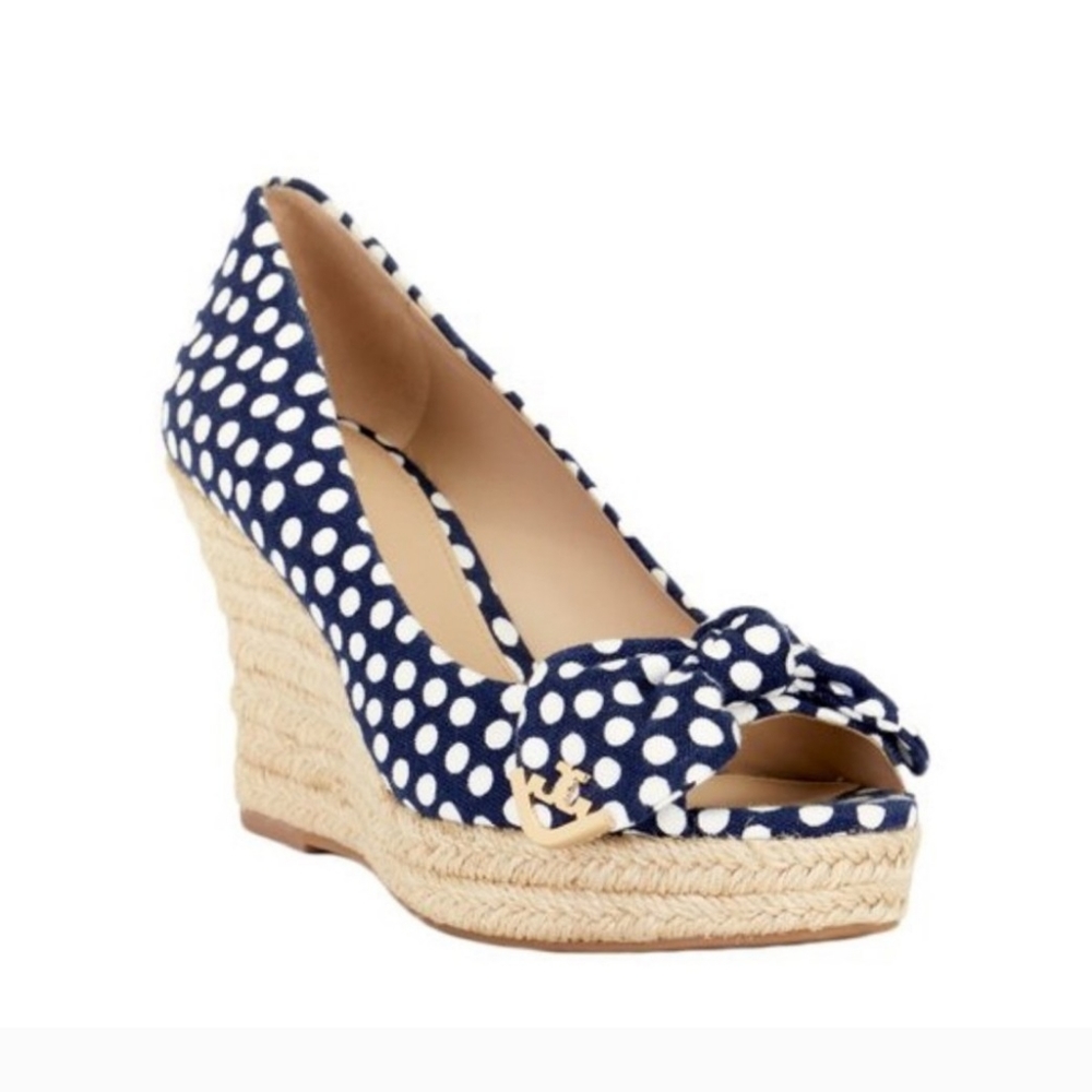 NWOB, TORY BURCH DORY PEEP-TOE ESPADRILLE WOMEN'S W/GOLD "T" Size 7.5 & 8